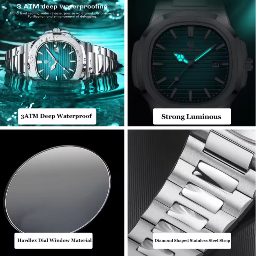Vertex Executive Chronograph - 2025 Vertex Series Quartz Chronograph Men’s 3ATM Waterproof Stainless-Steel Business Watch