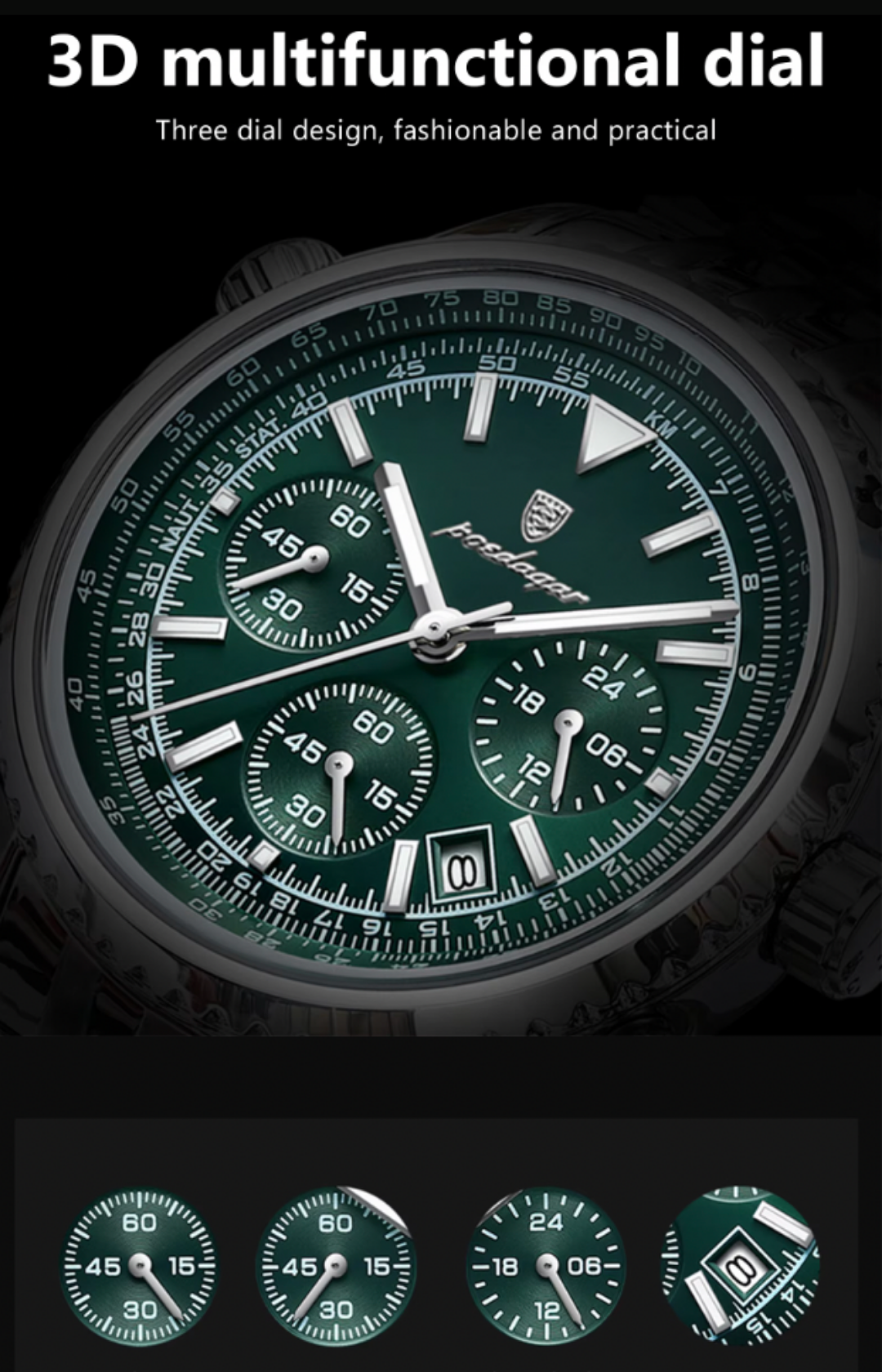 Sentinel Tactical Chronograph - Sentinel Tactical Chronograph – Men’s Military Quartz Watch, 3ATM Waterproof, Luminous Date, Stainless-Steel