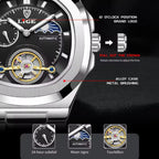 Sovereign Precision - Men's Dual-Tourbillon Mechanical Watch with 24-Hour Display, Luminous Dial & Waterproof Stainless Steel Build