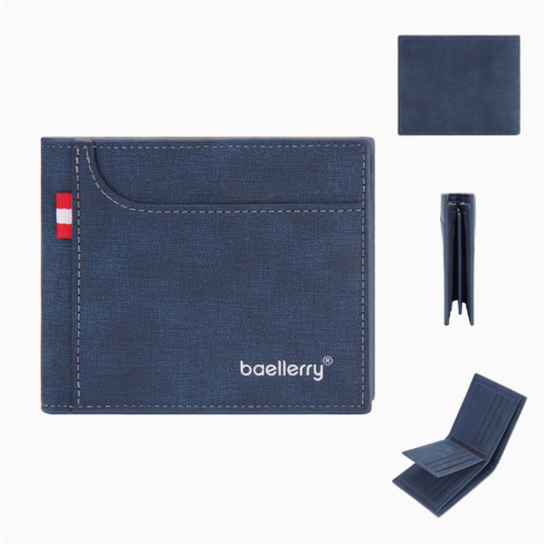 UrbanPilot Executive Wallet - Modern Canvas Men’s Bifold Leather Travel Wallet