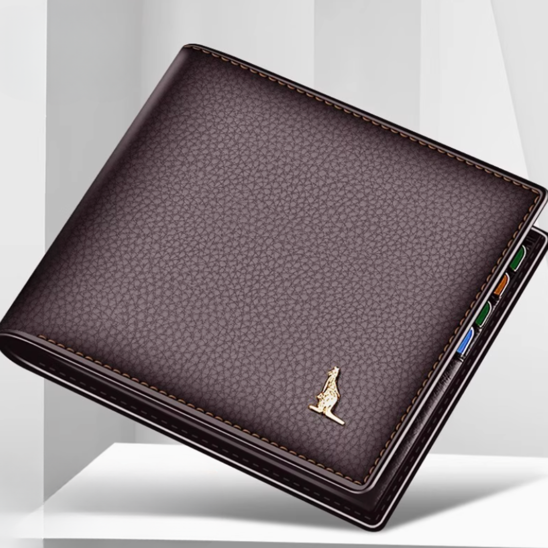 Kangaroo EliteSlim Wallet - 2025 Premium Top-Grain Cowhide Leather Men’s Slim Bifold Wallet with Integrated Multi-Card Holder