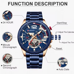 EmeraldForce - Men’s Luxury Green-Dial Stainless Steel Quartz Sport Watch – Waterproof with Date Display