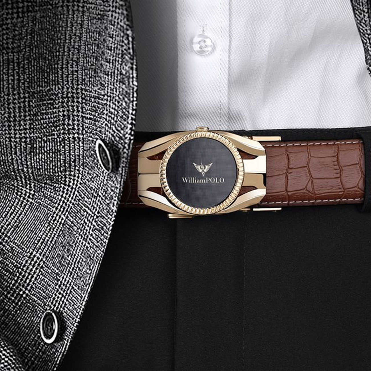 CrownLock Classic - King Paul Pure Cowhide Automatic Buckle Belt – Sleek All-Match Minimalist