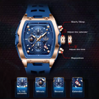 AquaPulse - LIGE Men’s Luxury Silicone Chronograph – Waterproof Quartz Sports Watch with Luminous Hands & Date Display