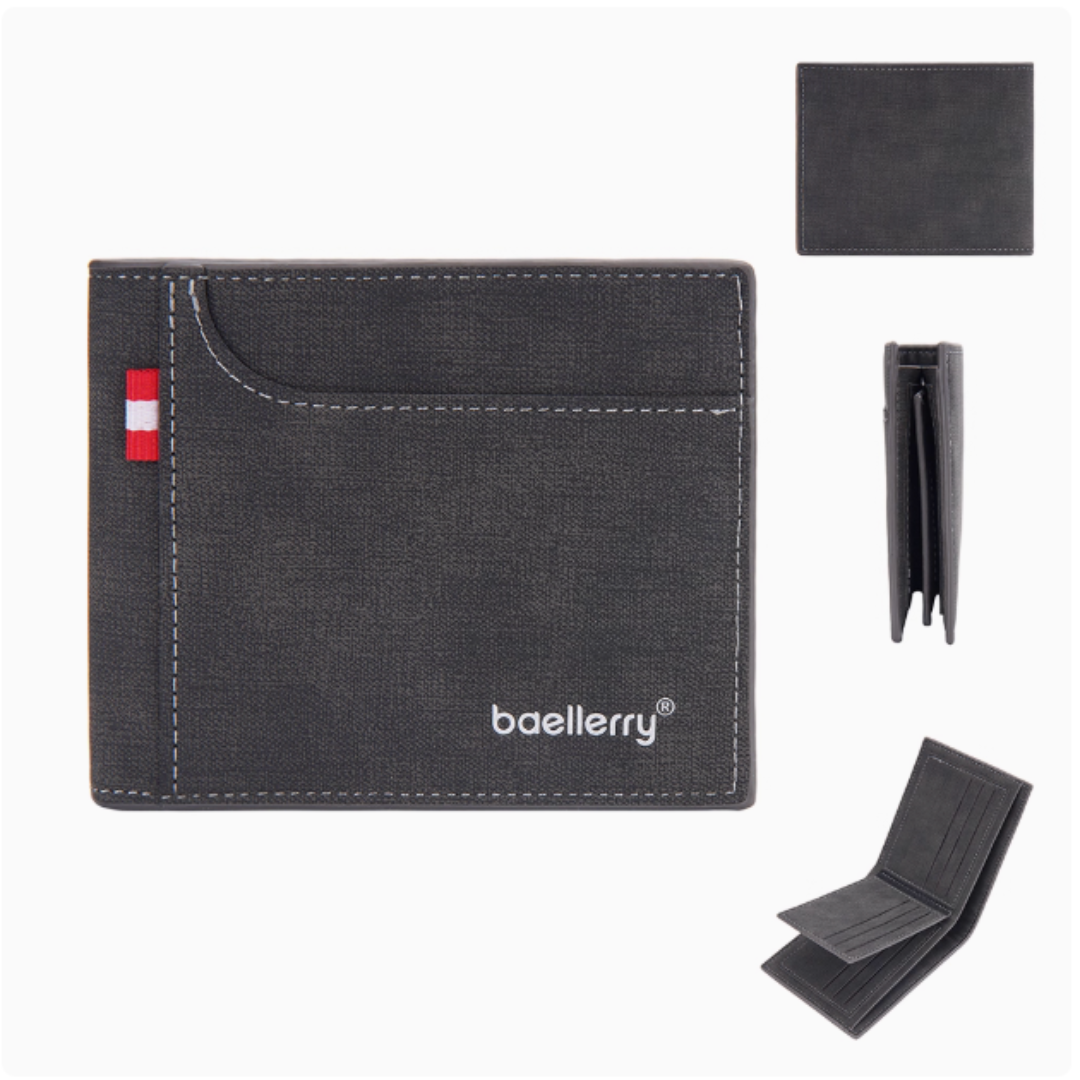 UrbanPilot Executive Wallet - Modern Canvas Men’s Bifold Leather Travel Wallet
