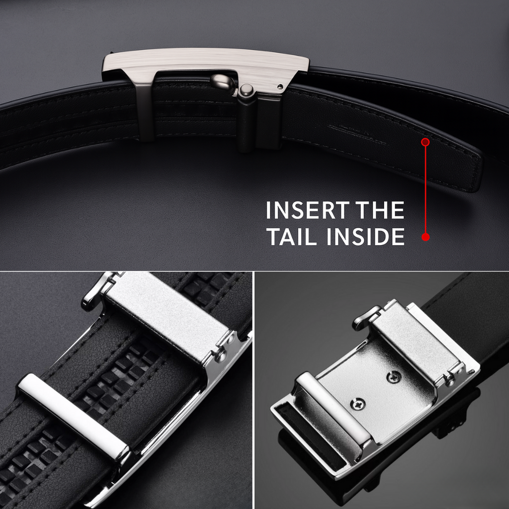 Premium Buckle Belt - 2025 Men’s Genuine Cowhide Leather Belt with Automatic Buckle – Sleek Business & Casual Style