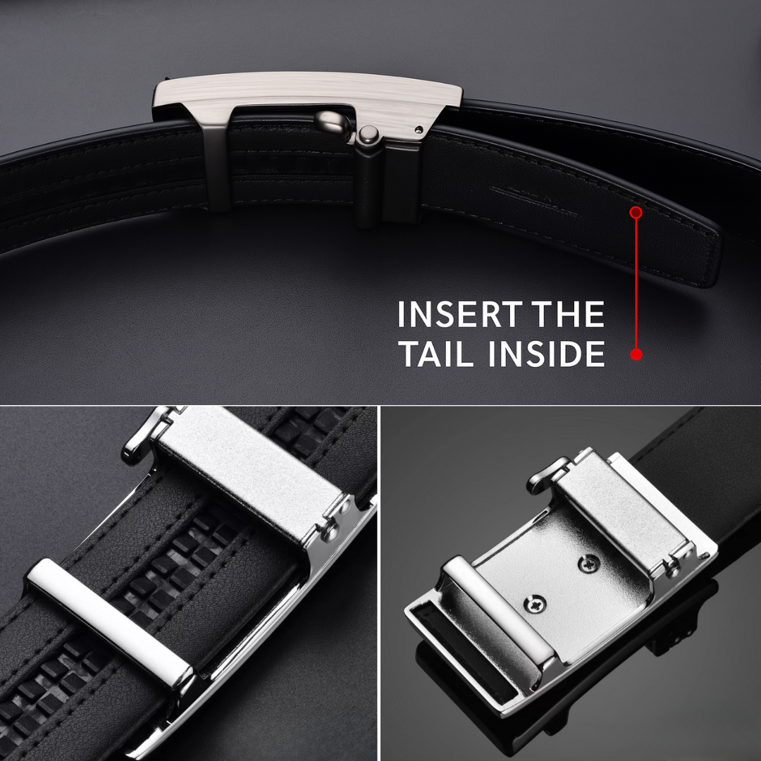 Premium Buckle Belt - 2025 Men’s Genuine Cowhide Leather Belt with Automatic Buckle – Sleek Business & Casual Style