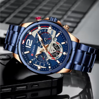 EmeraldForce - Men’s Luxury Green-Dial Stainless Steel Quartz Sport Watch – Waterproof with Date Display