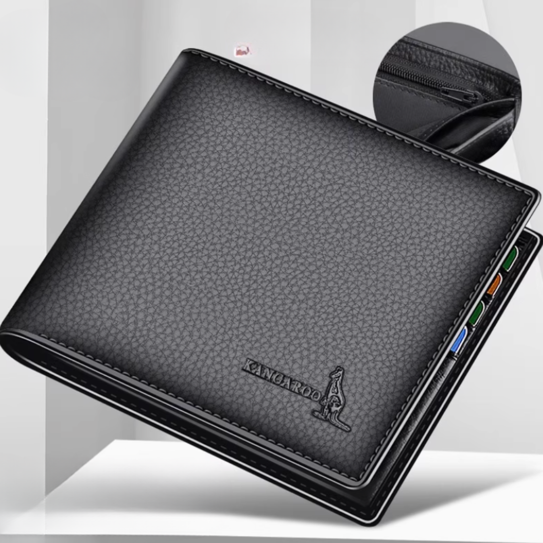 Kangaroo EliteSlim Wallet - 2025 Premium Top-Grain Cowhide Leather Men’s Slim Bifold Wallet with Integrated Multi-Card Holder