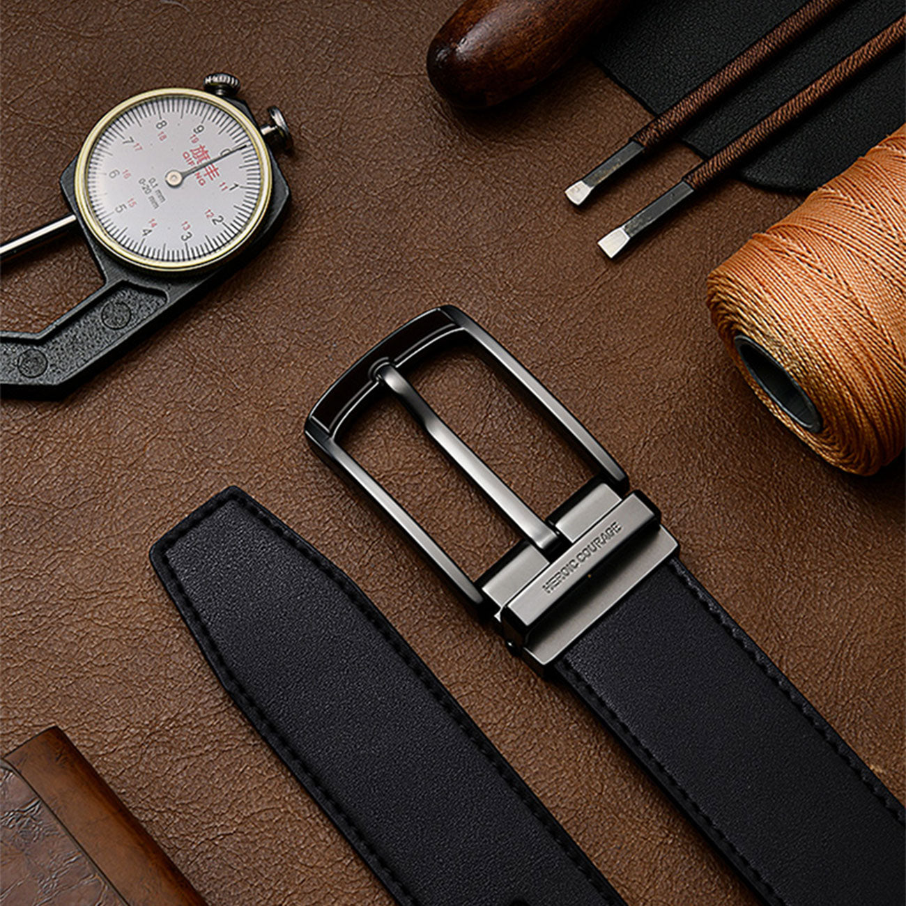 SuitLock Signature - Men’s 2025 Genuine Leather Pin-Buckle Belt – Classic Business Suit