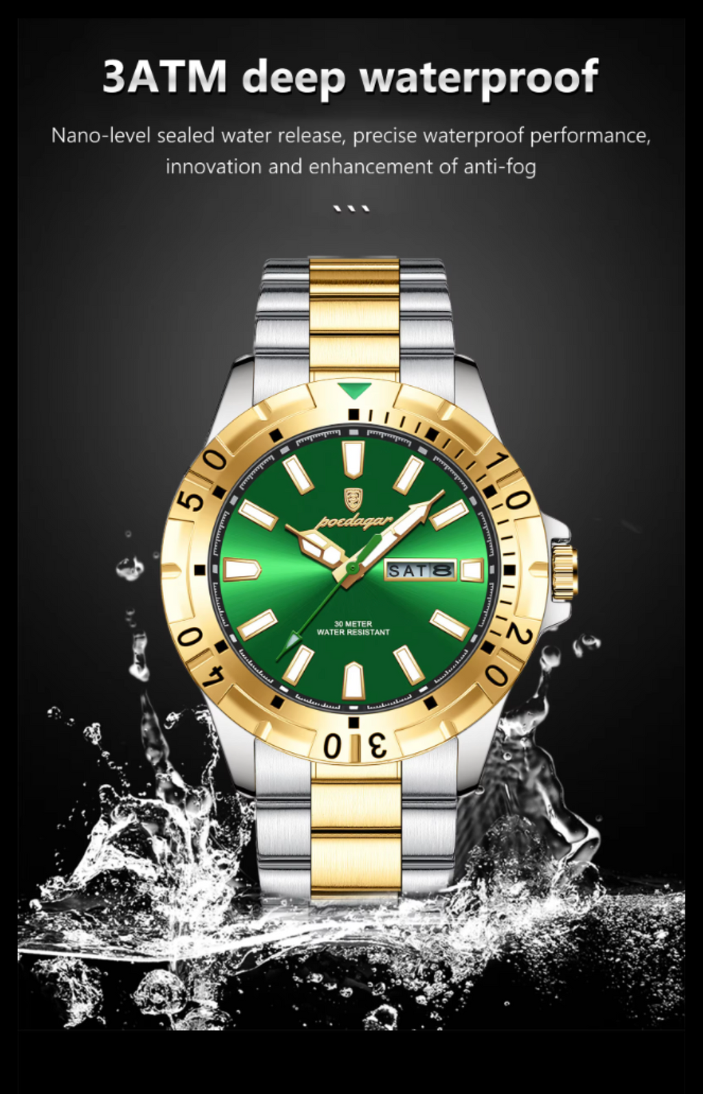 Aegis WeekMaster – Men’s Military Quartz Watch, 5 ATM Waterproof with Luminous Hands, Date & Week Display, Stainless-Steel Strap