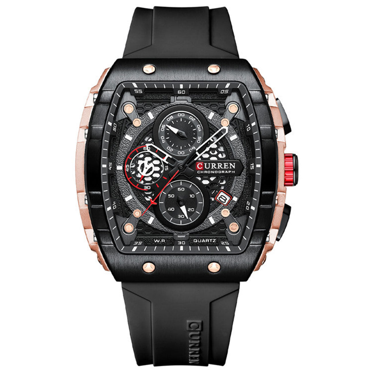 SquareSport Elite -  Luxury Men’s Quartz Watch – Waterproof Silicone Strap
