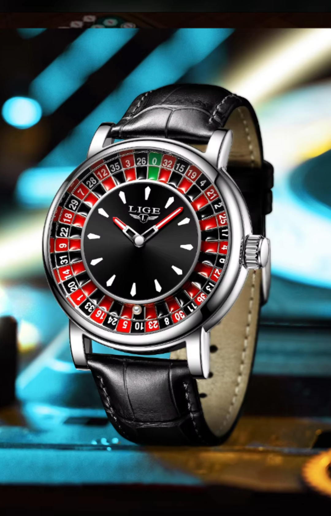 Voyager Roulette Edition | Men’s Brown Leather Waterproof Luminous Watch