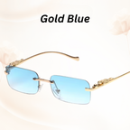 EdgeCut Rimless Shades - UV400 Rimless Square Metal Sunglasses