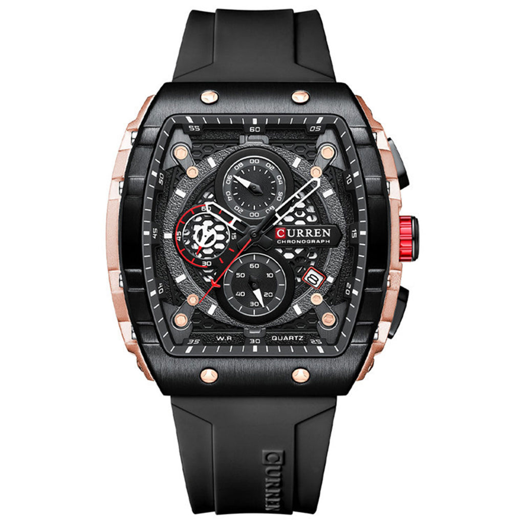 SquareSport Elite -  Luxury Men’s Quartz Watch – Waterproof Silicone Strap