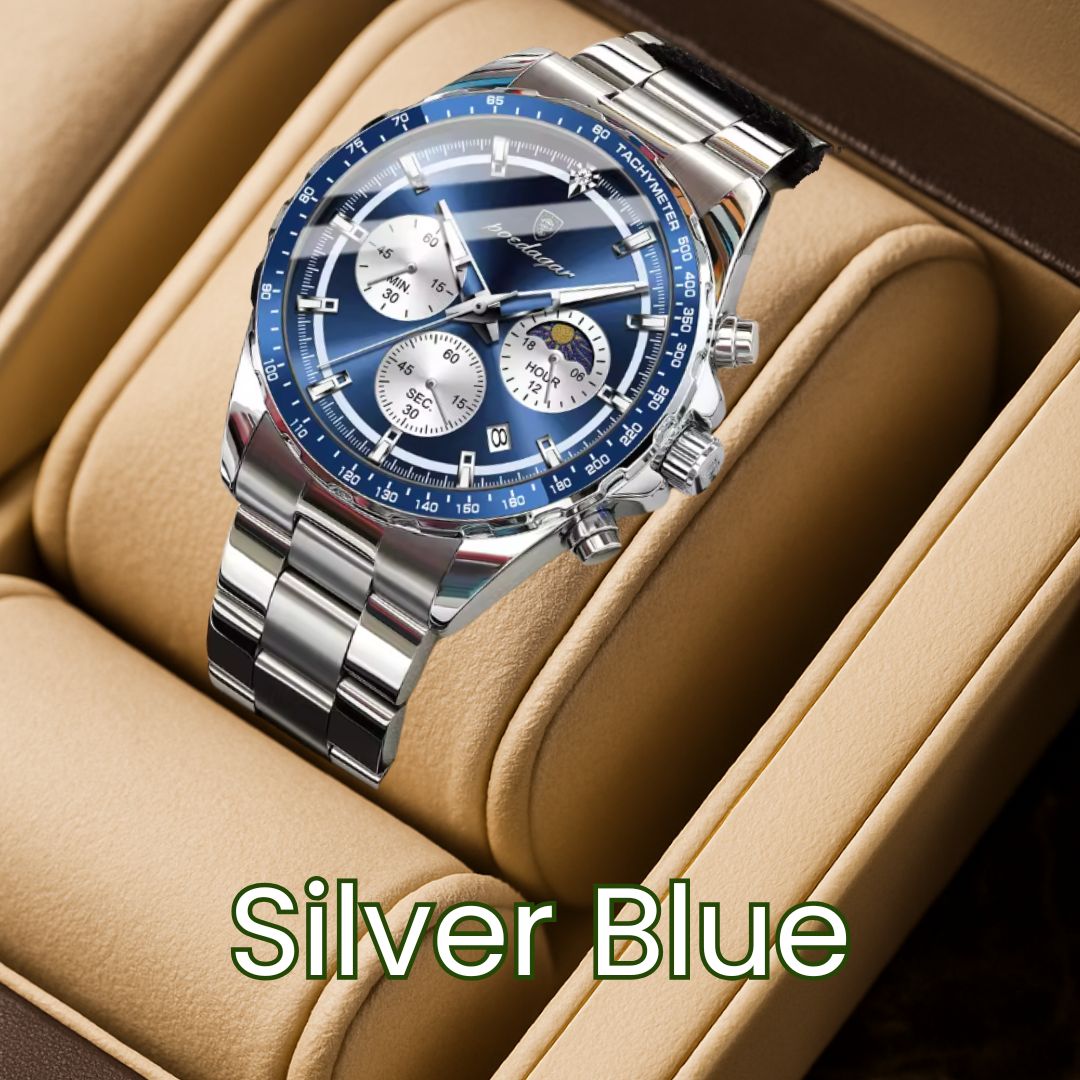 Chronograph Timepiece - Men's Waterproof Quartz Watch with Luminous Dial & Date Function