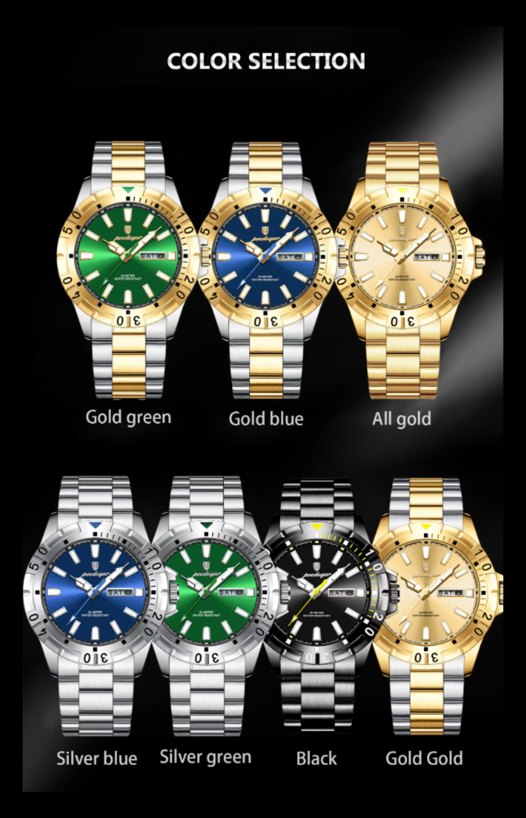 Aegis WeekMaster – Men’s Military Quartz Watch, 5 ATM Waterproof with Luminous Hands, Date & Week Display, Stainless-Steel Strap