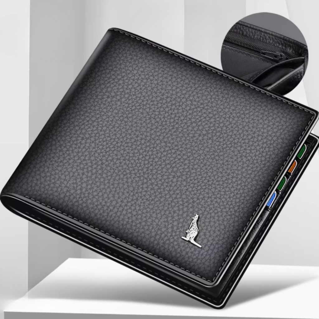 Kangaroo EliteSlim Wallet - 2025 Premium Top-Grain Cowhide Leather Men’s Slim Bifold Wallet with Integrated Multi-Card Holder