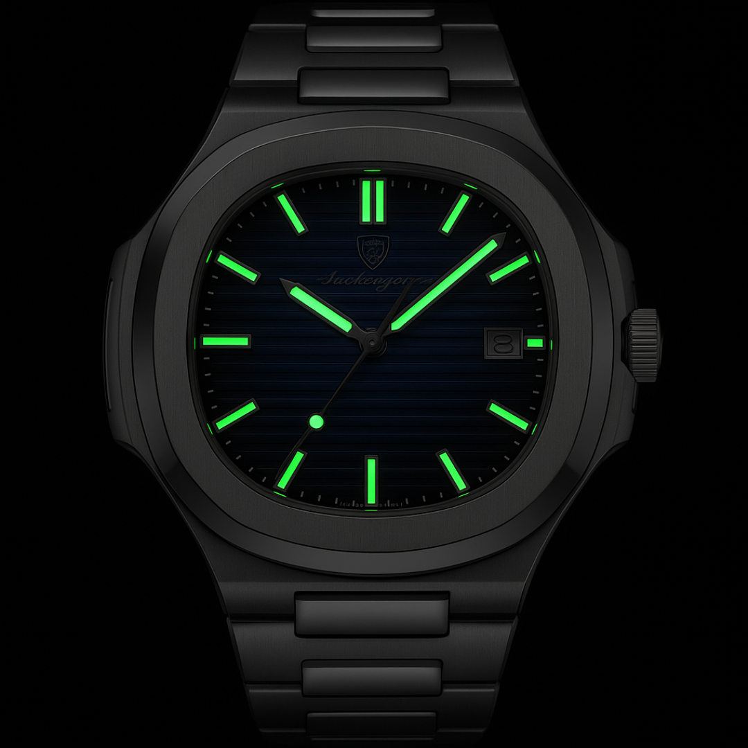 Horizon Classic – Men's Square Luxury Quartz Watch – Stainless Steel, Luminous Display, Date Feature, Waterproof Design