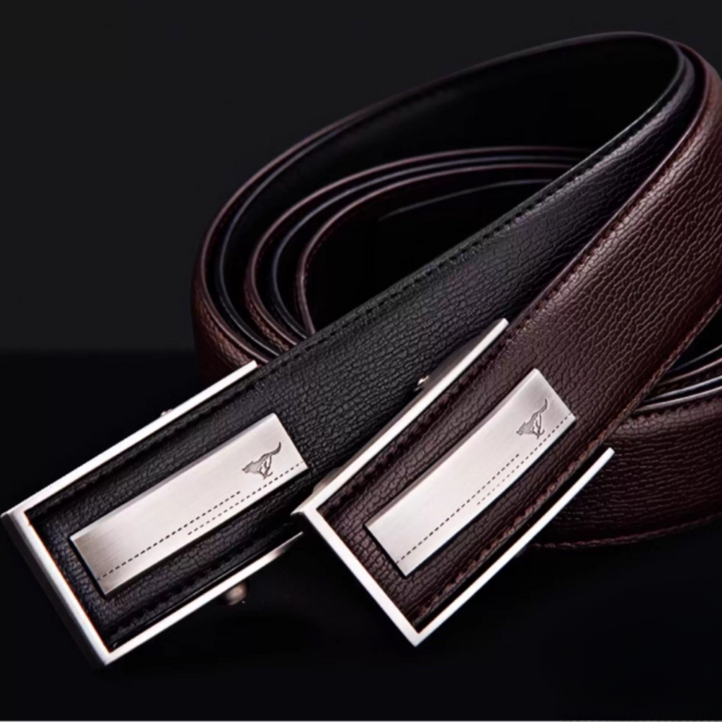 Premium Buckle Belt - 2025 Men’s Genuine Cowhide Leather Belt with Automatic Buckle – Sleek Business & Casual Style