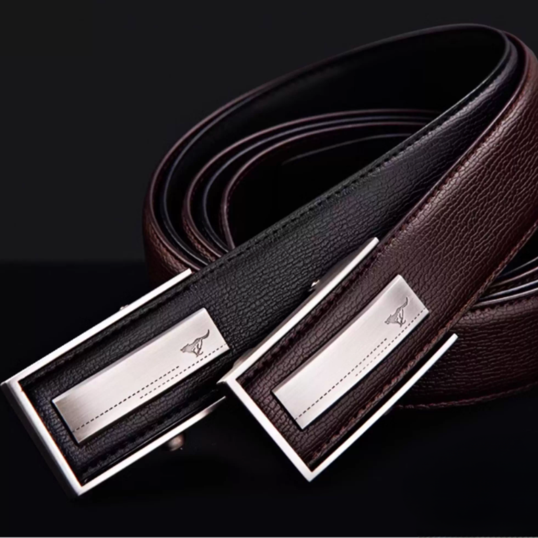 Premium Buckle Belt - 2025 Men’s Genuine Cowhide Leather Belt with Automatic Buckle – Sleek Business & Casual Style
