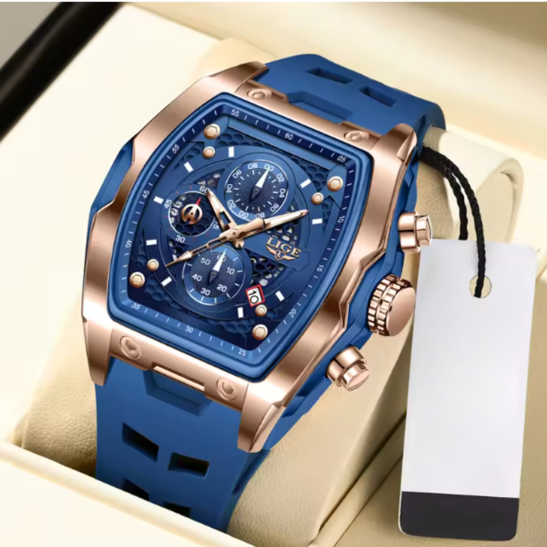 AquaPulse - LIGE Men’s Luxury Silicone Chronograph – Waterproof Quartz Sports Watch with Luminous Hands & Date Display