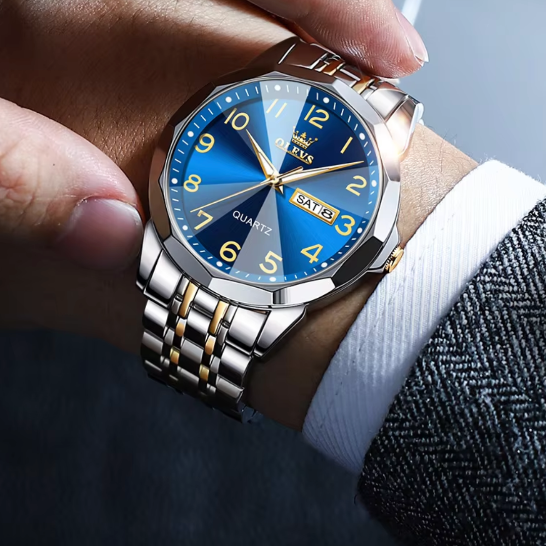 Duke Horizon - Men's Luxury Quartz Watch with Stainless Steel Build, Date & Week Display, Waterproof Design