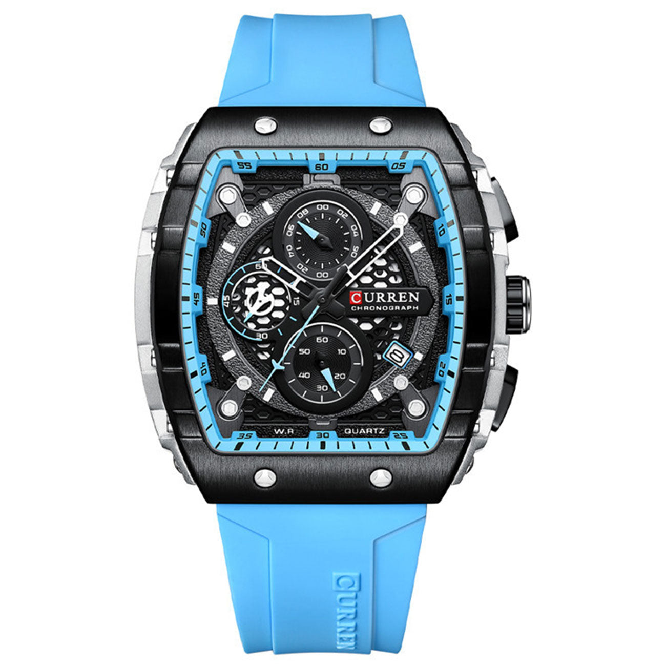 SquareSport Elite -  Luxury Men’s Quartz Watch – Waterproof Silicone Strap