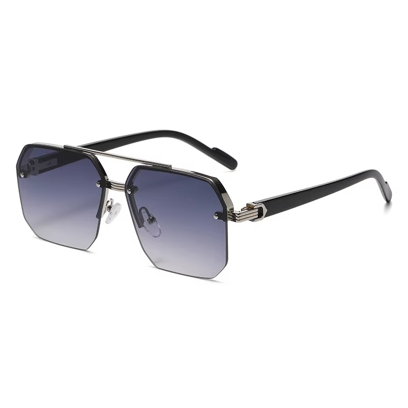 Men's Metal Sunglasses Square Half Frame Casual Trend Personality Retro Fashion For Outdoor