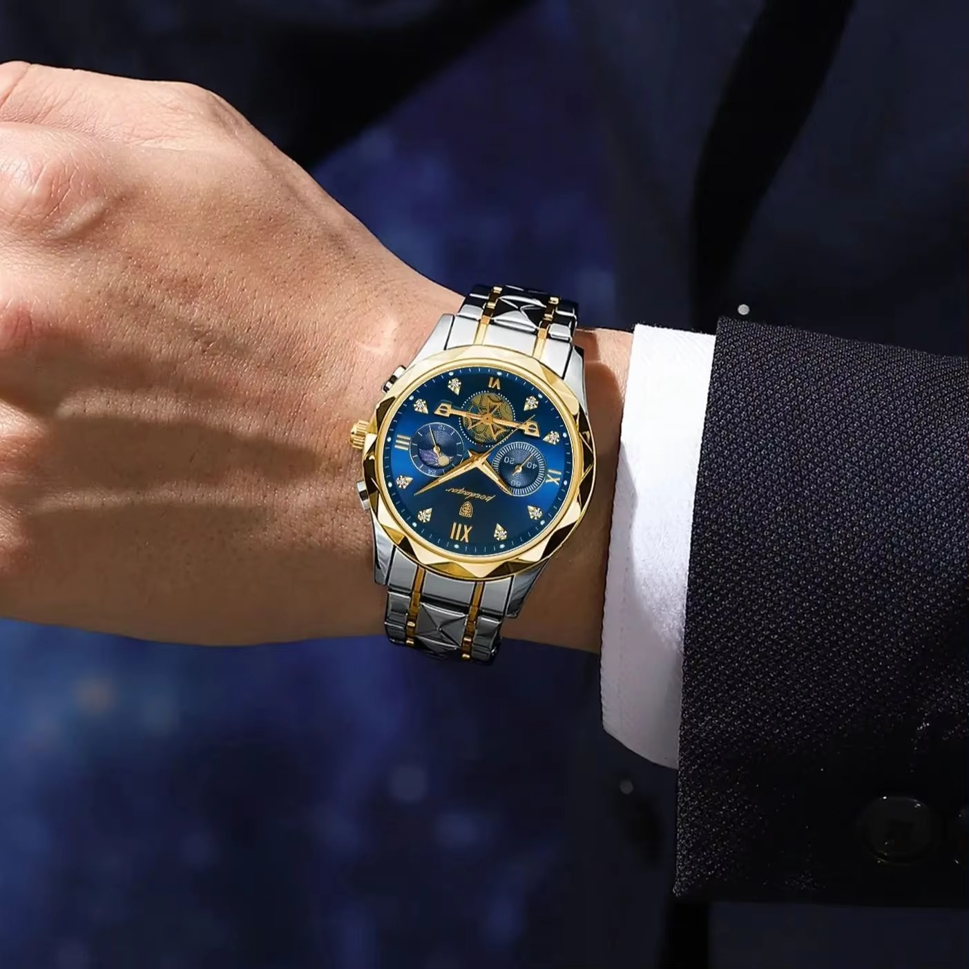 Luminous Chronograph Wristwatch Stainless Steel Quartz For Men