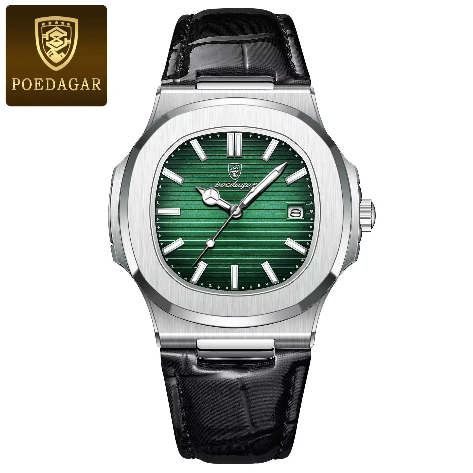 Poseidon's Mark - Top Luxury Square Waterproof Luminous Wristwatch Leather For Men