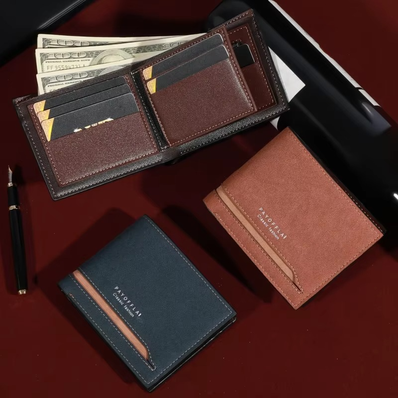 Men's Fashion Business Short Wallet with Zipper Coin Pocket