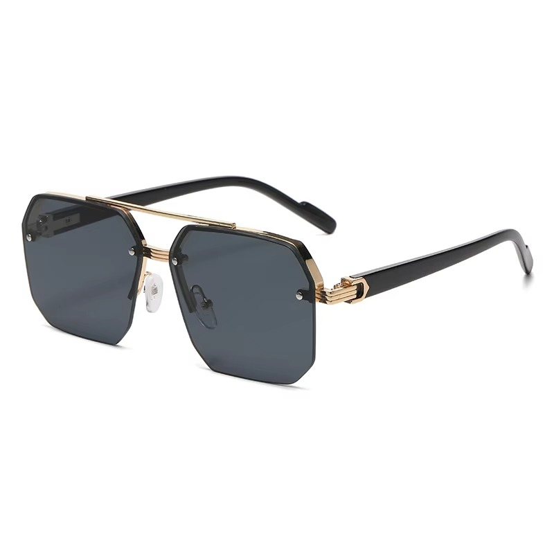 Men's Metal Sunglasses Square Half Frame Casual Trend Personality Retro Fashion For Outdoor