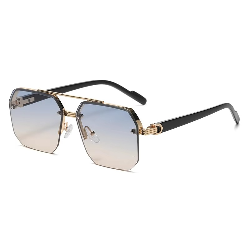 Men's Metal Sunglasses Square Half Frame Casual Trend Personality Retro Fashion For Outdoor