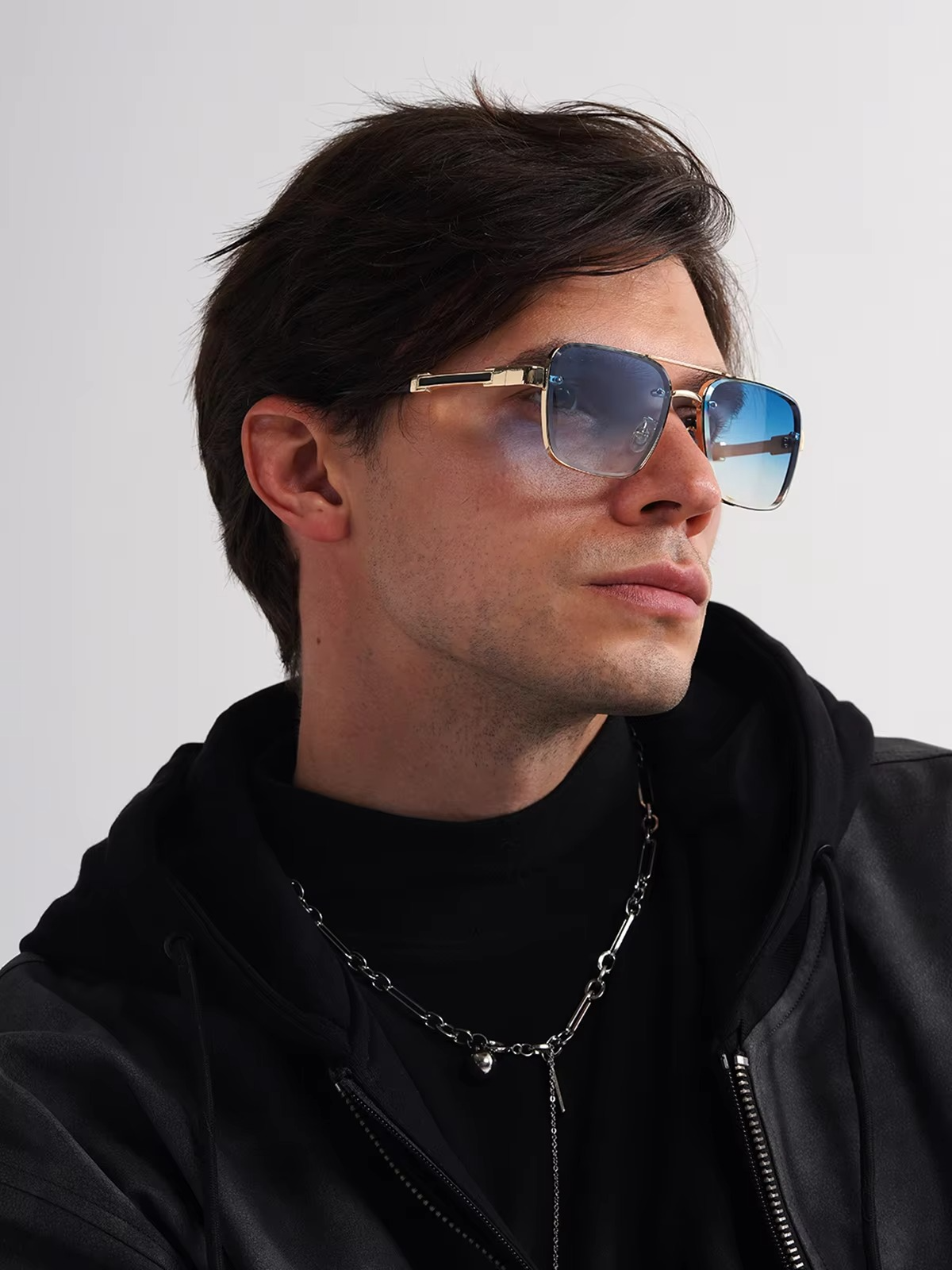 Luxury Shades UV400 Rectangle Pilot Sun Glasses for Men