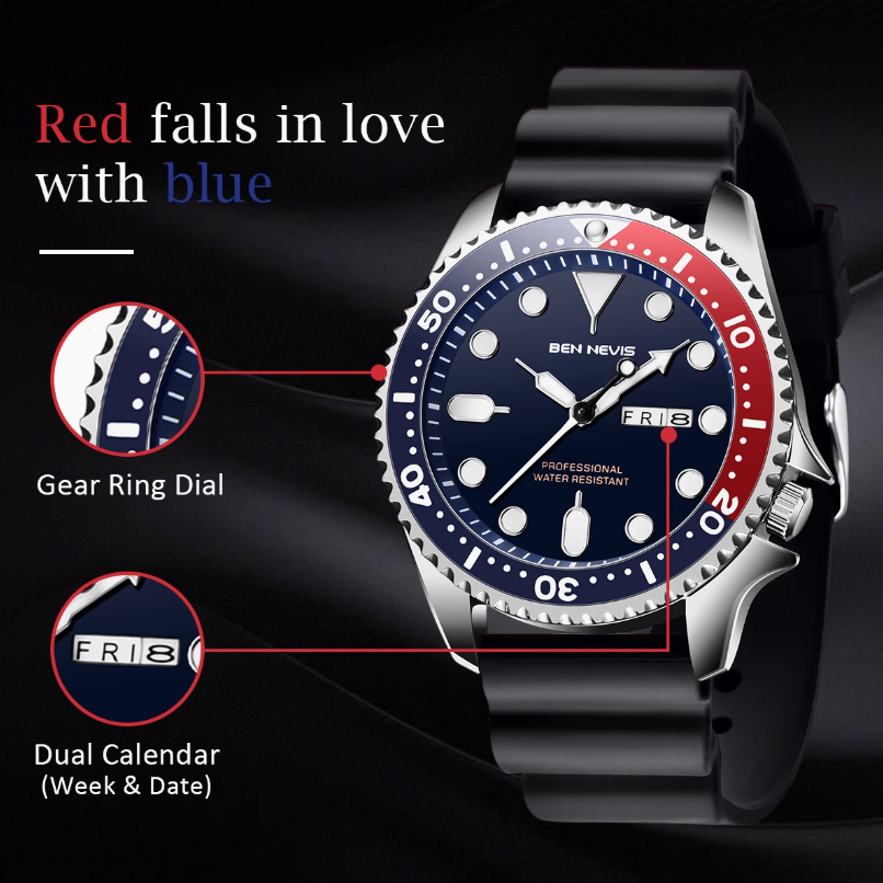 Stars & Stripes Diver - Wristwatch for men - Patriotic theme, Happy Independence Day