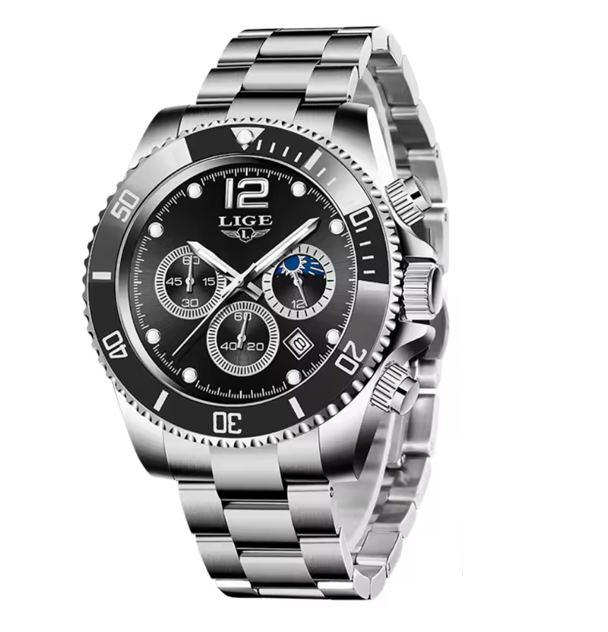 Golden Vortex - Men's Luxury Watch with Stainless Steel Build, Date Display & Chronograph Features