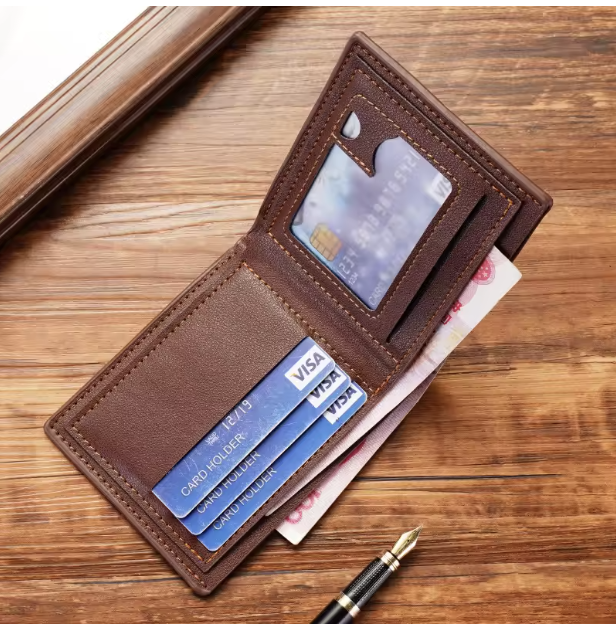 SleekGuard Slim Bifold - Ultra-Slim Bifold Faux Leather Men’s Credit & ID Wallet – Sleek Business Billfold Clutch with RFID-Safe Card Slots and Cash Compartment