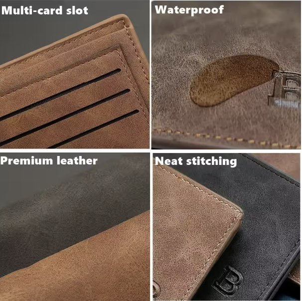 Heritage Vault Collection - Premium Vintage Men’s Leather Bifold Wallet with Slim Card Slots, Zippered Coin Pocket & Retro Stitch Detailing
