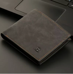 Heritage Vault Collection - Premium Vintage Men’s Leather Bifold Wallet with Slim Card Slots, Zippered Coin Pocket & Retro Stitch Detailing