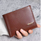 Executive Lychee Series - Luxe PU Leather Men’s Compact Bifold Wallet with Multi-Card Capacity and Soft-Grain Finish