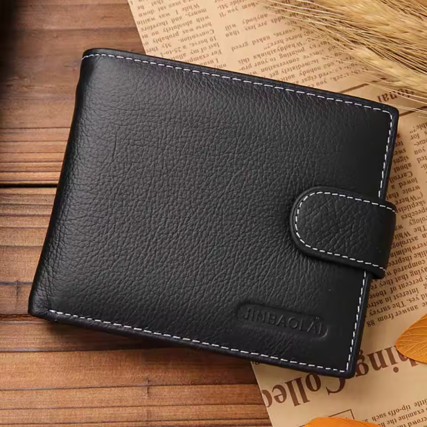 Vintage Heritage Collection - Men’s Genuine Leather Bifold Wallet with Zippered Coin Pocket, Secure Buckle Closure & Photo ID Sleeve