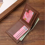 AeroClip Slim Series - Men’s Ultra-Slim Leather Bifold Wallet with Integrated Money Clip, RFID-Blocking Card & ID Slots