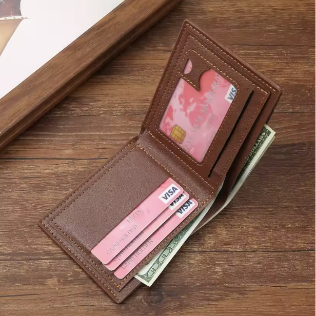 AeroClip Slim Series - Men’s Ultra-Slim Leather Bifold Wallet with Integrated Money Clip, RFID-Blocking Card & ID Slots