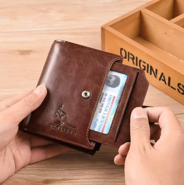 PrestigeGuard Elite Series - Men’s Luxury Short RFID-Blocking Leather Bifold Wallet with Zippered Coin Pocket & Multi-Card Slots