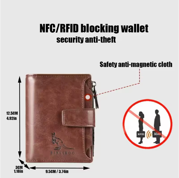 PrestigeGuard Elite Series - Men’s Luxury Short RFID-Blocking Leather Bifold Wallet with Zippered Coin Pocket & Multi-Card Slots
