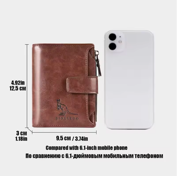 PrestigeGuard Elite Series - Men’s Luxury Short RFID-Blocking Leather Bifold Wallet with Zippered Coin Pocket & Multi-Card Slots