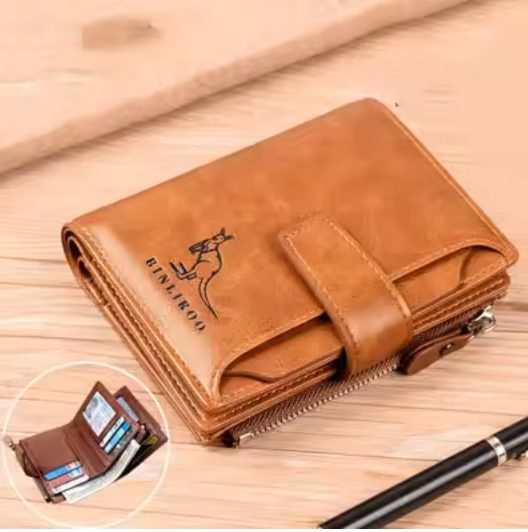 PrestigeGuard Elite Series - Men’s Luxury Short RFID-Blocking Leather Bifold Wallet with Zippered Coin Pocket & Multi-Card Slots