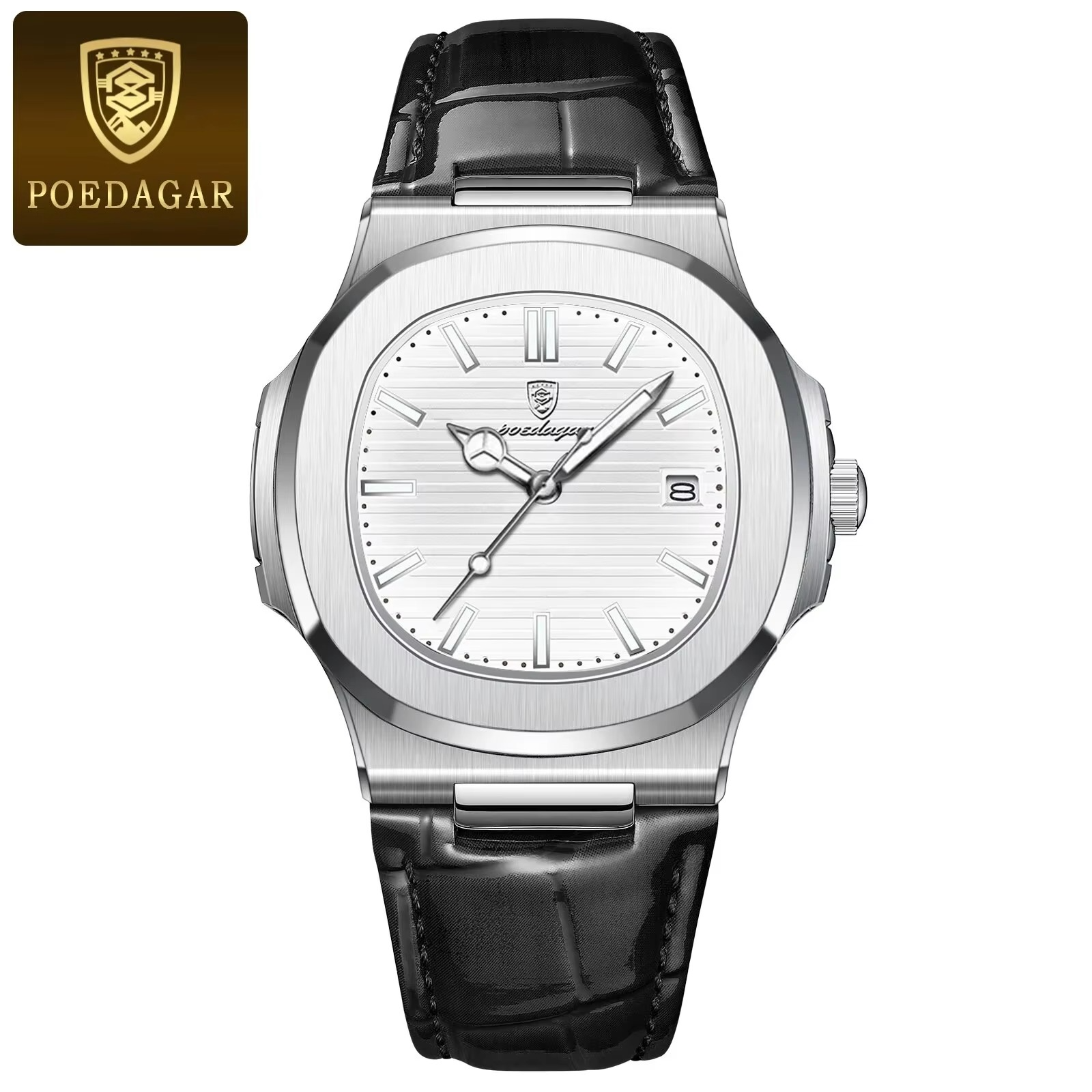 Poseidon's Mark - Top Luxury Square Waterproof Luminous Wristwatch Leather For Men