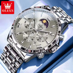 Moonphase Chrono Pro 7-Series - Moonphase Chronograph Quartz Watch for Men – Stainless Steel, Multifunction & Waterproof